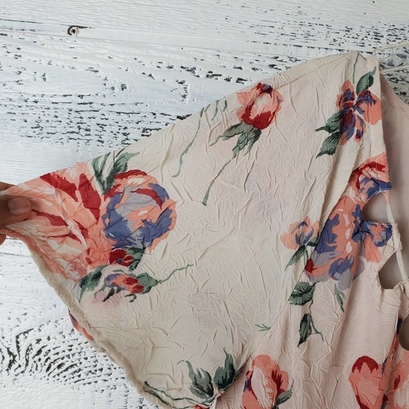 Lucky Brand Women Gauzy Peplum Babydoll Floral Boho Cut Out Size Small - Picture 4 of 10